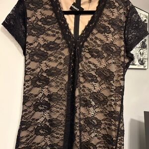 Express Black Lace Overlay Dress